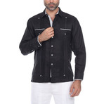 Guayabera Long Sleeve Shirt // Black (M)