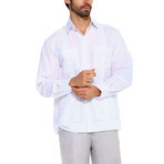 Classic Guayabera Long Sleeve Shirt // White (L)