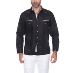 Guayabera Long Sleeve Shirt // Black (2XL)