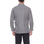 Guayabera Long Sleeve Shirt // Black Stripe (M)