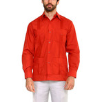 Classic Guayabera Long Sleeve Shirt // Rust (XL)