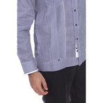 Guayabera Long Sleeve Shirt // Navy Stripe (2XL)