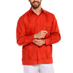 Classic Guayabera Long Sleeve Shirt // Rust (XL)