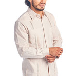 Classic Guayabera Long Sleeve Shirt // Khaki (M)