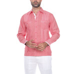Guayabera Long Sleeve Shirt // Red Stripe (M)