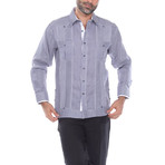 Guayabera Long Sleeve Shirt // Navy Stripe (S)