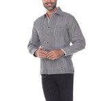 Guayabera Long Sleeve Shirt // Black Stripe (M)