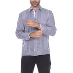 Guayabera Long Sleeve Shirt // Navy Stripe (L)