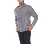 Guayabera Long Sleeve Shirt // Black Stripe (L)