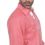 Guayabera Long Sleeve Shirt // Red Stripe (XL)