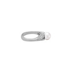 Salvini 18k White Gold Pearl + Diamond Ring // Ring Size: 7 // Pre-Owned