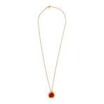 Tiffany & Co. 18k Yellow Gold Coral + Diamond Pendant Necklace // Pre-Owned