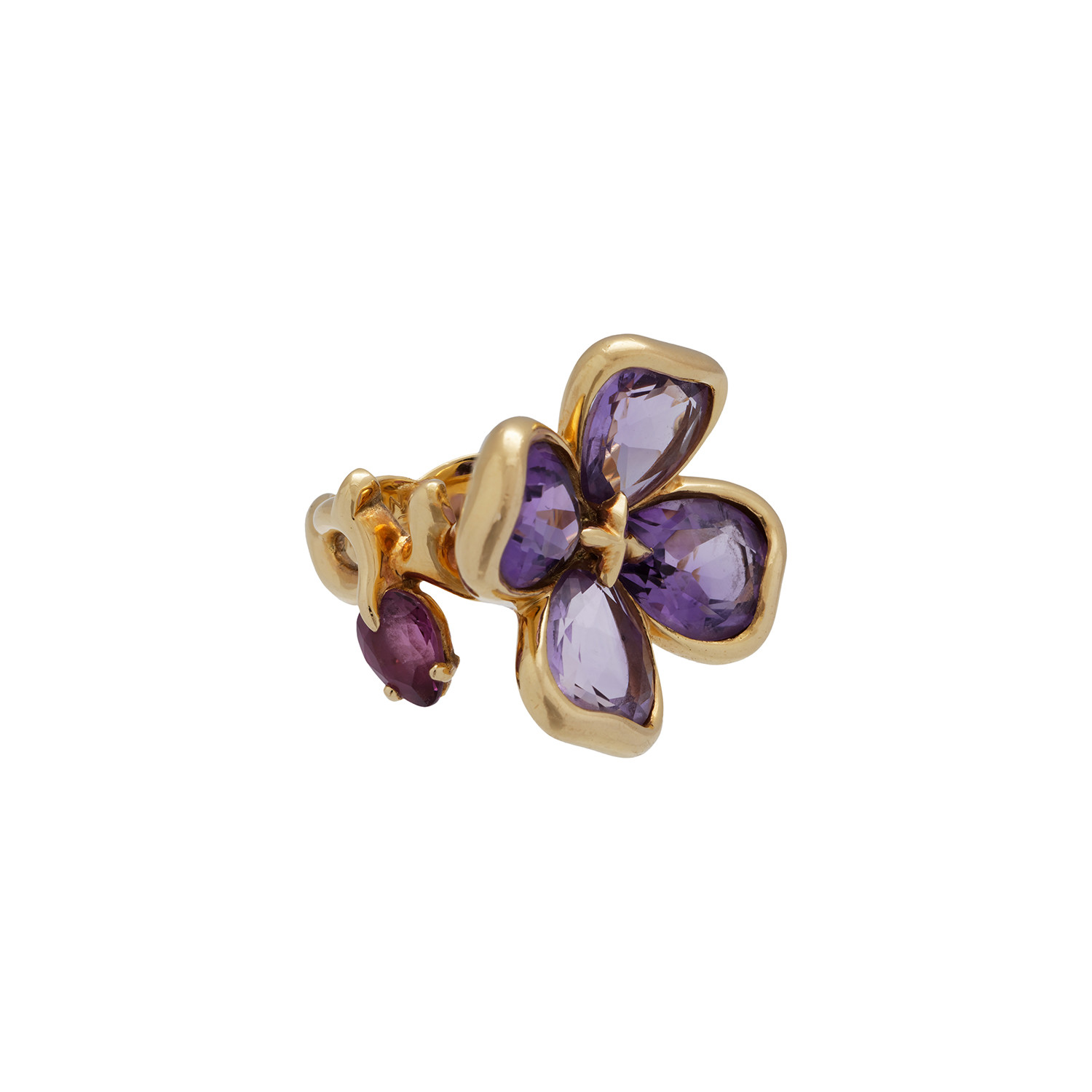 Chanel 18k Yellow Gold Amethyst + Tourmaline Flower Ring // Ring Size: 5.5  // Pre-Owned - Luxury Pre-owned Jewelry - Touch of Modern