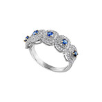 Estate 18k White Gold Diamond + Sapphire Ring // Ring Size: 6.5 // Pre-Owned