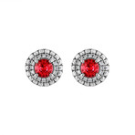 Estate 18k Rose Gold Diamond + Ruby Earrings // Pre-Owned