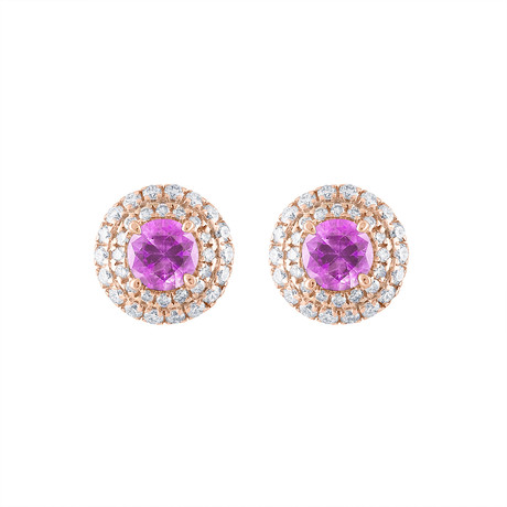 Tresora 18k Rose Gold Diamond + Pink Sapphire Earrings // Pre-Owned