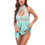 Lace Babydoll + G-String // 2 Piece Set // Green (S)