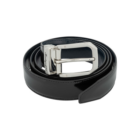 Montegrappa // Lucido Leather Reversible Belt // Black + Blue // IDBEVIBB.30