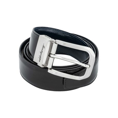 Montegrappa // Lucido Leather Reversible Belt // Black + Blue // IDBEVIBB.35