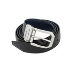 Montegrappa // Saffiano Leather Reversible Belt // Black + Blue // IDBESABB.30