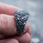 Viking Collection // Oak Leaves + Vegvisir Ring // Silver (9)