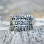Viking Collection // Elder Futhark Runes + Arrows Ring (9)