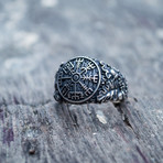 Viking Collection // Oak Leaves + Vegvisir Ring // Silver (10)