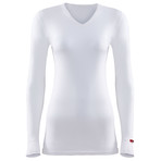 Unisex V-Neck Long Sleeve T-Shirt // Snow White (L)