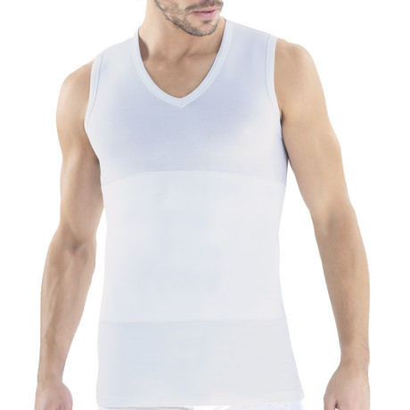 Men's Shapewear V-Neck Tank Top // White (XS)