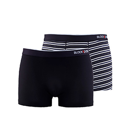 Men's Striped Boxers // Black // Pack of 2 (XS)