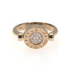 Bulgari Bulgari 18k Rose Gold Diamond + Jade Ring // Ring Size: 4.5