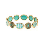 Ippolita Rock Candy 18k Yellow Gold Turquoise + Mother of Pearl Bangle Bracelet // Store Display