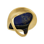 Ippolita Polished Rock Candy 18k Yellow Gold Lapis + Onyx Large Teardrop Ring
