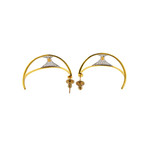 Gurhan 18k White Gold + 22k Yellow Gold Tuxedo Diamond Half Hoop Earrings