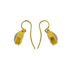 Gurhan 18k White Gold + 22k Yellow Gold Amulet Diamond Drop Earrings