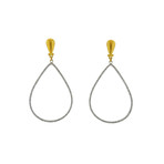 Gurhan 18k White Gold + 24k Yellow Gold Pear Geo Diamond Drop Earrings