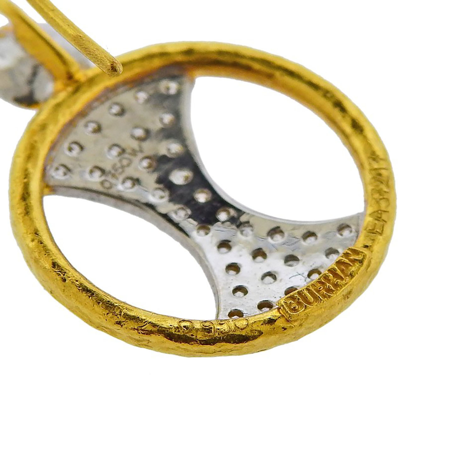 Gurhan 18k White Gold + 24k Yellow Gold Tuxedo Diamond Drop Earrings I ...