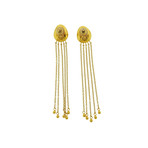 Gurhan 22k Yellow Gold Spell Pebble Long Tassel Earrings