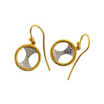 Gurhan 18k White Gold + 24k Yellow Gold Tuxedo Diamond Drop Earrings II
