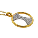 Gurhan 18k White Gold + 22k Yellow Gold Tuxedo Diamond Pendant Necklace