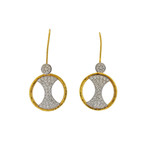 Gurhan 18k White Gold + 24k Yellow Gold Tuxedo Diamond Drop Earrings I