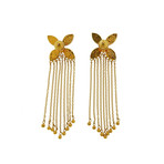 Gurhan 24k Yellow Gold Emerald + Diamond Tassel Earrings