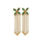 Gurhan 24k Yellow Gold Emerald + Diamond Tassel Earrings
