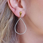 Gurhan 18k White Gold + 24k Yellow Gold Pear Geo Diamond Drop Earrings