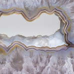 Agate Geode Slice With Amethyst Quartz Center + Acrylic Display Stand