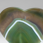 Banded Green Agate Heart + Acrylic Display Stand