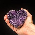 Genuine Amethyst Clustered Heart + Acrylic Display Stand v.3