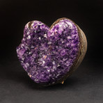 Genuine Amethyst Clustered Heart + Acrylic Display Stand v.1