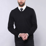 Lasse Slim Fit V-Neck Knit Sweater // Black (L)