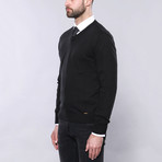 Lasse Slim Fit V-Neck Knit Sweater // Black (XL)
